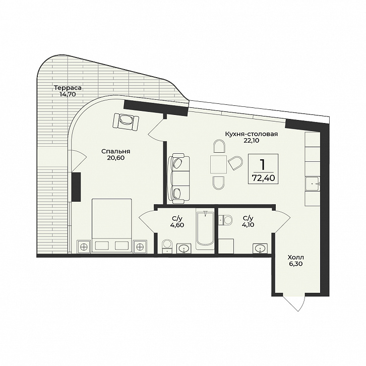 Помещение 0000050532 (Нега; Алушта, ул. Глазкрицкого) планировка